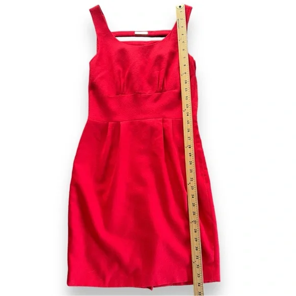 Leoffler Randall Ladder Back Wool Sheath Dress Size 4 Orange Red - Picture 4 of 7